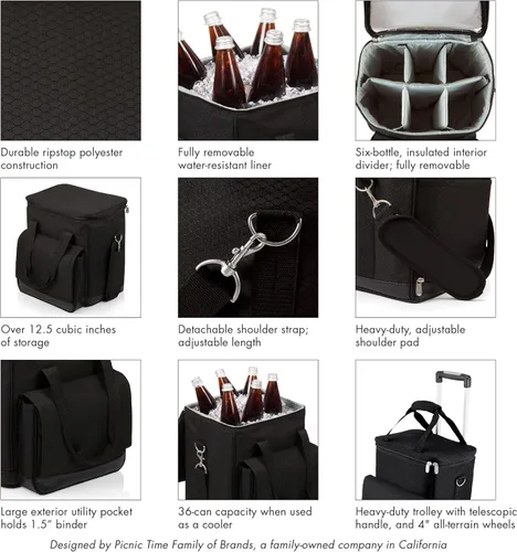 Vista 5 de Picnic TIME NFL Unisex-Adult NFL Cellar 6-Bottle Wine Carrier & Cooler Tote with Trolley