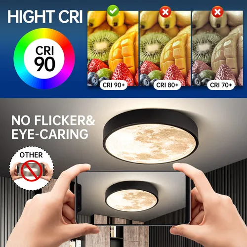 Vista 5 de JFHTNFJ Lámpara de techo LED de montaje empotrado de 41 W, luz diurna de 5000 K, luz de techo plana de pantalla plana de luna blanca, 12 pulgadas