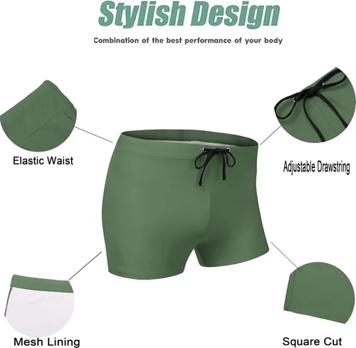 Vista 4 de COOFANDY Trajes de baño para hombre Slip de natación sexy Traje de baño de pierna cuadrada Traje de baño Short de natación Traje de baño con 4