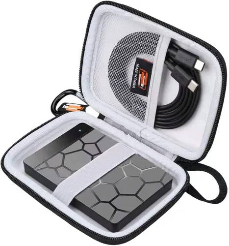 Vista 2 de Estuche rígido de EVA compatible con discos duros externos Kosbees de 500 GB/1 TB, protección portátil para disco duro externo con bolsillo de malla