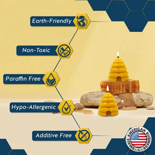 Vista 6 de Alternative Imagination Beehive - Velas votivas – Paquete de 4 velas de cera de abeja pura vertidas a mano con mechas de algodón – Sin perfume,