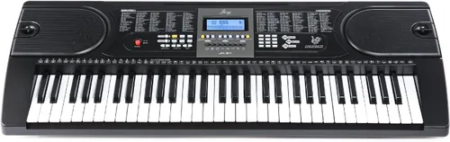 Vista 2 de Paquete de teclado electrónico de 61 teclas con auriculares, micrófono, soporte, taburete y fuente de alimentación, teclados electrónicos