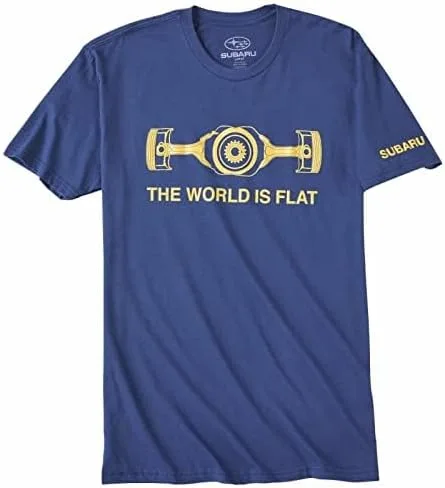 Subaru The World is Flat Logo Camiseta Impreza Sti WRX Boxer JDM Racing (pequeño) Azul