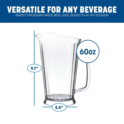 Vista 2 de Carlisle FoodService Products Crystalite - Jarra alta redondeada para restaurantes, catering, cocinas, plástico, 60 onzas, transparente
