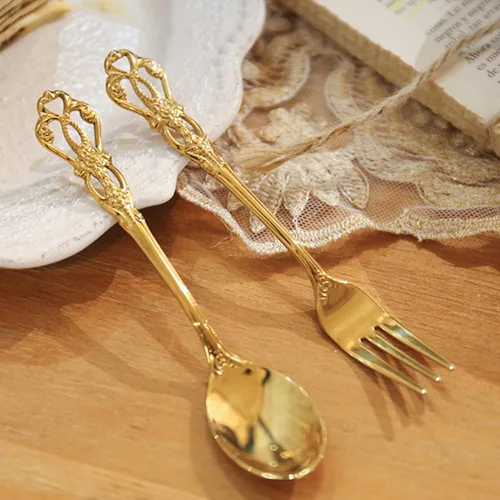 Vista 6 de flatware set, modern royal gold stainless Steel silverware set for Wedding and Festival, service for 4, daily use cutlery set utensil set