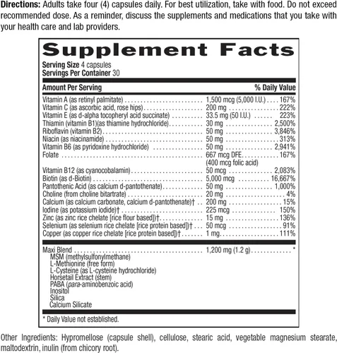 Vista 7 de Country Life Maxi Hair Plus 5,000 mcg Biotin 120 VegiCaps