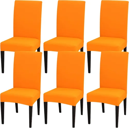 Vista 9 de Juego de 4 fundas para sillas de comedor, fundas elásticas de elastano para sillas de comedor, extraíbles y lavables, protectores desmontables