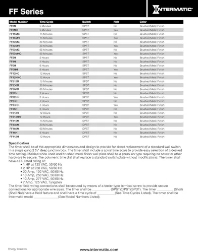 Vista 3 de Intermatic FF412H - Temporizador de pared con resorte de 12 horas, metal cepillado