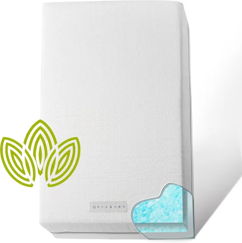 Vista 8 de Colchón de algodón orgánico para cuna de doble cara, colchón de espuma viscoelástica prémium de 2 etapas, hipoalergénico, soporte firme para bebés