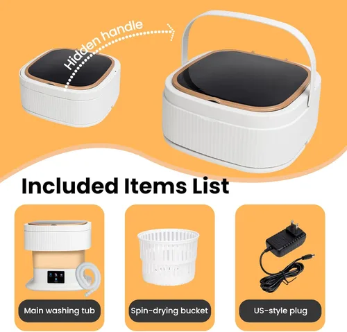 Vista 7 de Lavadora Portátil Mini Lavadora para Apartamentos - Compacta, Plegable Lavadora y Secadora Combinada de Mesa, Pequeña Lavadora Portátil, Lavadora