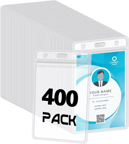 Vista 8 de Paquete de 200 portatarjetas de identificación verticales, transparentes