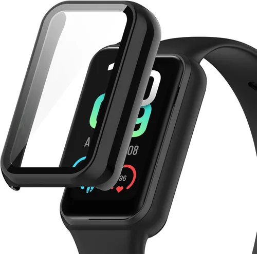 Vista 6 de E ECSEM Funda compatible con Amazfit Band 7 Frame PC Funda protectora con película de vidrio templado para Amazfit Band 7 Smartwatch Protectores