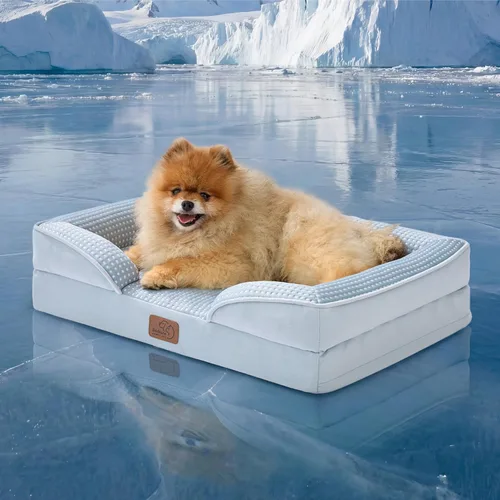 Vista 55 de Bedsure Cama ortopédica para perros de tamaño mediano – Cama lavable para perros medianos y gatos, impermeable, cómodo sofá para mascotas con funda