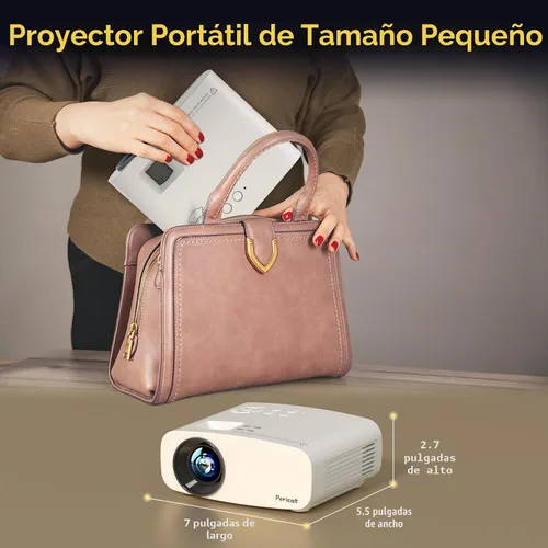 Vista 7 de Proyector con WiFi y Bluetooth, pericat 4K compatible con proyector nativo 1080P, proyector portátil de cine al aire libre para cine en casa, mini