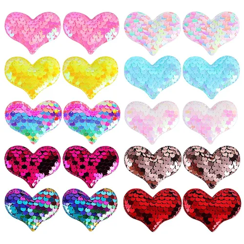 20 pinzas para el cabello de corazón para niñas, paquete de accesorios para el cabello, lentejuelas brillantes con purpurina, clips para cumpleaños,