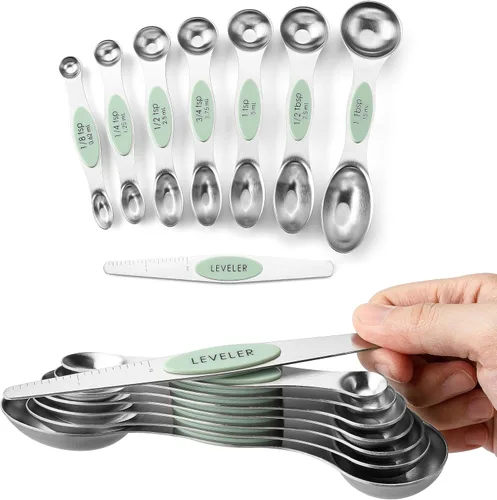 Vista 40 de Spring Chef Juego de cucharas medidoras magnéticas de acero inoxidable con imanes N45 fuertes, accesorios de cocina de metal resistente para hornear