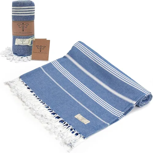 Vista 13 de SMYRNA TURKISH COTTON Classical Series - Toalla de playa turca original, prelavada, 37 x 71 pulgadas, toalla de baño peshtemal y turca para spa