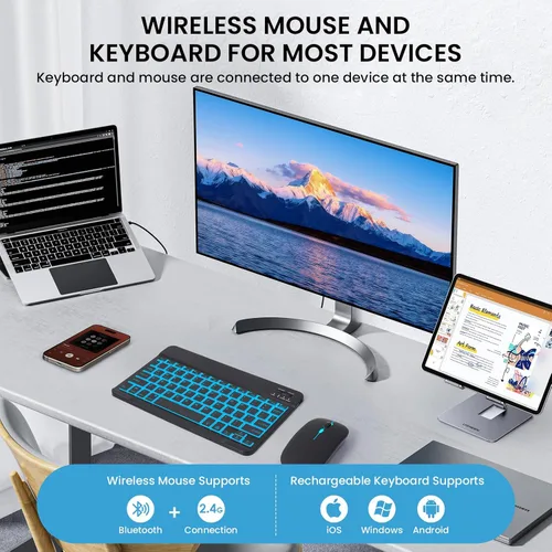 Vista 8 de 7 Colors Backlit Keyboard Case with Mouse for Samsung Galaxy Tab 11 inch A11 Plus & A9 Plus, Dechatable Keyboard Case, Light Cover for Galaxy A9