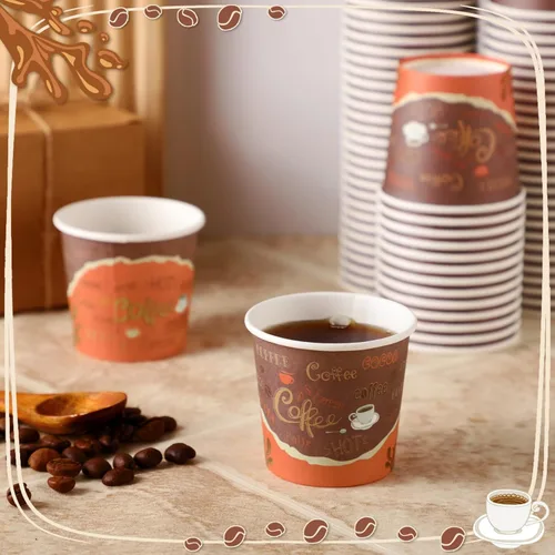 Vista 2 de Funtery 200 tazas de café espresso desechables de 3 onzas pequeñas tazas de papel para café, té, cacao, jugo, mini suministros de papel