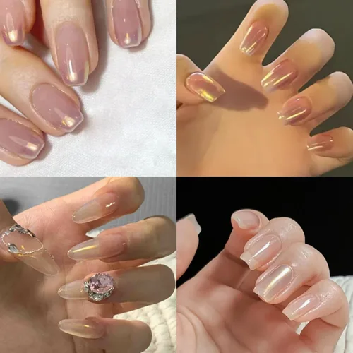 Vista 3 de 2 polvos de cromo Aurora para uñas blanco iridiscente, polvo de uñas cromado de sirena, polvo de perlas de uñas camaleón, cromo camaleón, pigmento 2