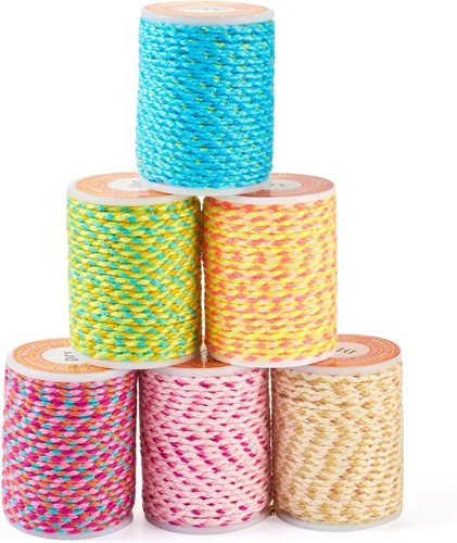 Vista 9 de Beadthoven - Cuerda trenzada de 0.069 pulgadas, 25.8 yardas de colores, cuerda metálica para anudar china, cuerda de macramé, cuerda de arcoíris
