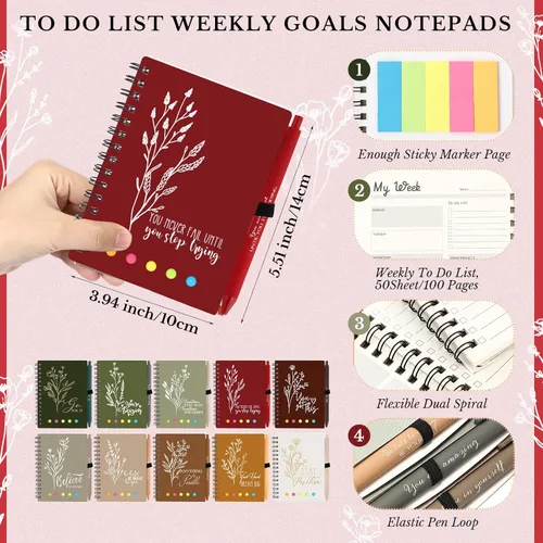 Vista 2 de Dispowreath 20 Sets/40 Pcs Employee Appreciation Gifts Bulk A6 Inspirational Journal with Ballpoint Pen and Sticky Note Thank You Notebook for Staff