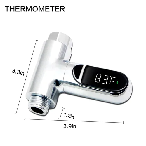 Vista 2 de Termómetro de ducha de lectura instantánea para baño, termómetro de temperatura del agua con pantalla digital LED de 360°, pantalla giratoria