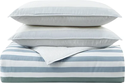 Vista 5 de Nautica - Juego de edredón individual, ropa de cama reversible de algodón con funda a juego, decoración del hogar para todas las estaciones