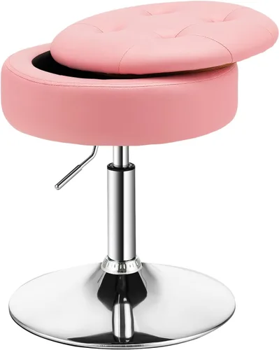 COSTWAY Taburete de bar de altura de mostrador, de piel sintética copetuda de 20 a 26 pulgadas de alto, silla giratoria ajustable con bandeja