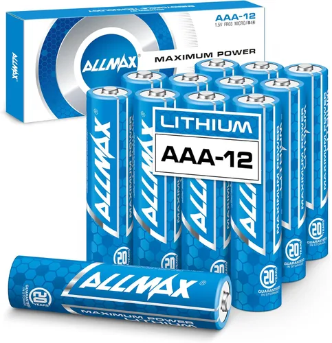 Vista 10 de Pilas de litio AA de Allmax (24 unidades) – De más larga duración, a prueba de fugas, vida útil de 20 años – Perfectas para cámaras de seguridad