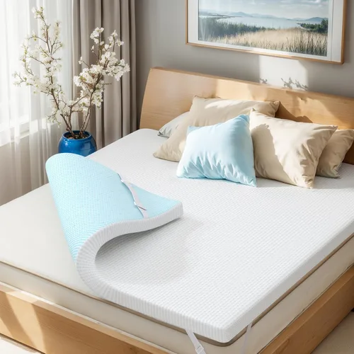 Vista 12 de SUBRTEX Cubrecolchón individual de 2 pulgadas de espuma viscoelástica con gel, colchón suave para dormitorio universitario, almohadilla de colchón