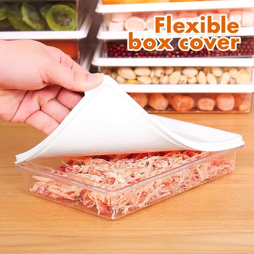 Vista 3 de Luxshiny Recipiente de almacenamiento de tocino para refrigerador, caja de almacenamiento hermética de carne con tapa, contenedor de alimentos