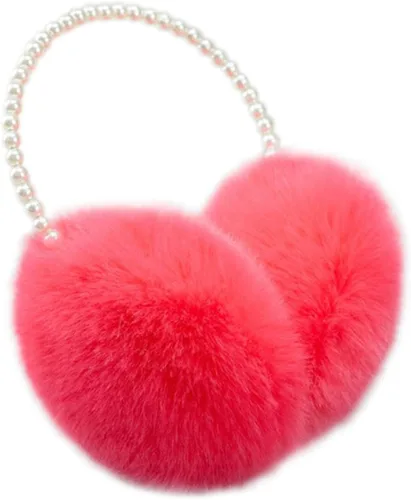 RONRONS Orejeras de felpa suave para mujer, calentadores para exteriores con diadema de perlas