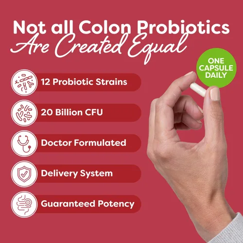 Vista 2 de Probulin Suplemento probiótico de apoyo para el colon, cápsulas probióticas para la salud intestinal, digestiva e inmunitaria para hombres