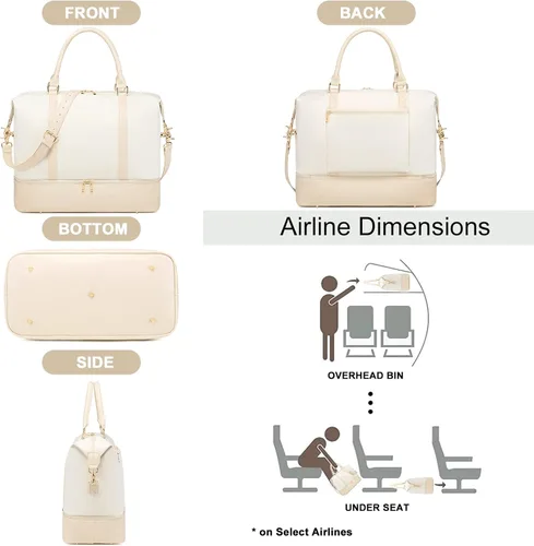 Vista 3 de BTOOP Bolsa de viaje de fin de semana para mujer, bolsa de transporte para hospital con compartimento para zapatos