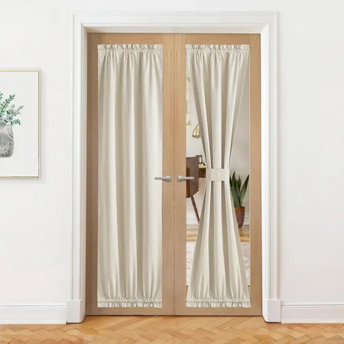 Vista 102 de NICETOWN Cortinas de Lino para Puerta Lateral - Cortinas Opacas con Aislamiento Térmico para Puerta Delantera Francesa para Sombra Pequeña
