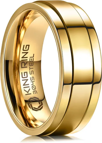 Vista 19 de King Ring 8mm Flat Spinner Stainless Steel Fidget Rings – Designed in USA Negro