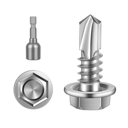 Vista 15 de MewuDecor Tornillos de chapa autoperforantes con cabeza hexagonal #8 x 1 con punta de taladro, acero inoxidable 410, autoperforantes, óxido negro