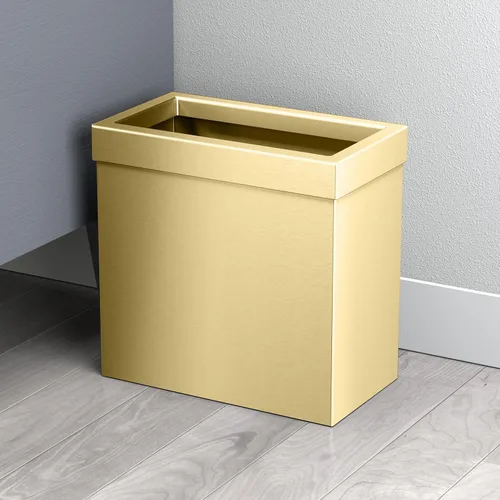 Vista 4 de Gatco Cubo de basura rectangular moderno, latón cepillado, cubo de basura de acero inoxidable con tapa extraíble, a prueba de fugas, capacidad de 3