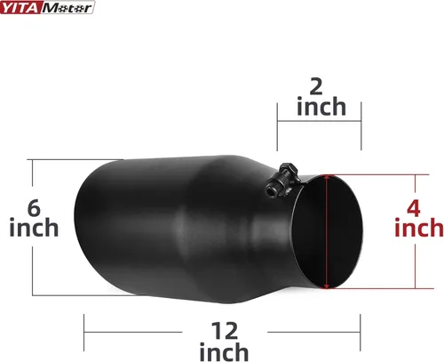 Vista 5 de YITAMOTOR Punta Universal de Escape de Entrada 4 Pulgadas, Entrada de 4 Pulgadas, Salida de 6 Pulgadas, Longitud Total de 12 Pulgadas, Punta
