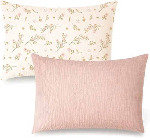 Vista 12 de Konssy Funda de almohada de muselina para niños pequeños para almohada de 13x18, paquete de 2 fundas de almohada de algodón suave y transpirable