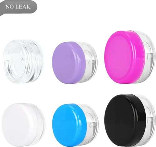 Vista 4 de 25 recipientes de muestra de 0.18 oz, frascos vacíos de 0.17 onzas líquidas con tapas, pequeños recipientes para cosméticos, mini frascos de muestra