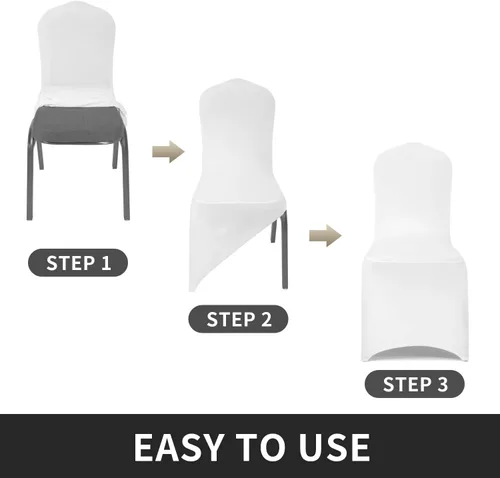 Vista 5 de Funda de silla Peomeise plegable, de elastano elástico para bodas, fiestas, banquetes, eventos