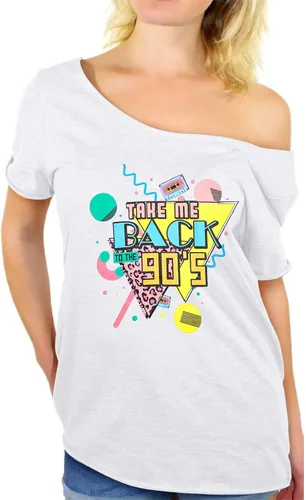 Vista 3 de Camisetas con texto en inglés "Take Me Back to The 90" para mujer, estilo retro, estilo retro de los años 90, para fiesta de cumpleaños