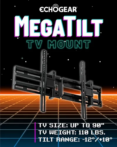 Vista 2 de ECHOGEAR Soporte de pared extensible inclinable para TV de 32 a 90 pulgadas de hasta 110 libras - Reduce el deslumbramiento con extensión de 5.2