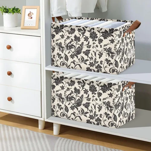 Vista 7 de Victorian Hand Sketch Flowers Large Storage Baskets Storage Containers with Handles Book and Clothes Living Room for Organizing Closet Shelf cajas