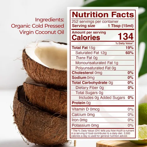 Vista 2 de Kevala Aceite de coco orgánico, 128 onzas líquidas