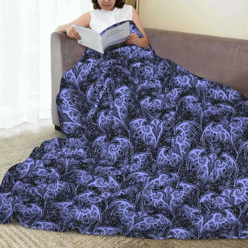 Vista 7 de Manta de microforro polar ultra suave con patrón de murciélago para cama, sofá y sofá, gruesa 50 x 40 pulgadas