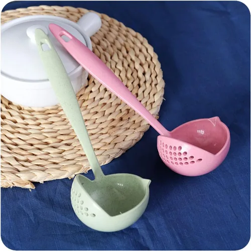 Vista 7 de DOITOOL Cuchara ranurada con cucharón caliente, cuchara de sopa, cucharón colador de mango largo, cuchara espumadora de grasa, cuchara reutilizable