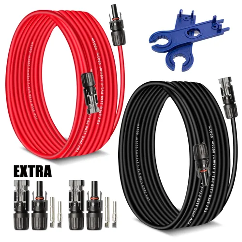 Cable de extensión solar de 3 pies 10 AWG (6 mm²) Cable de panel solar con conectores de cable fotovoltaico macho hembra conector adaptador de cable